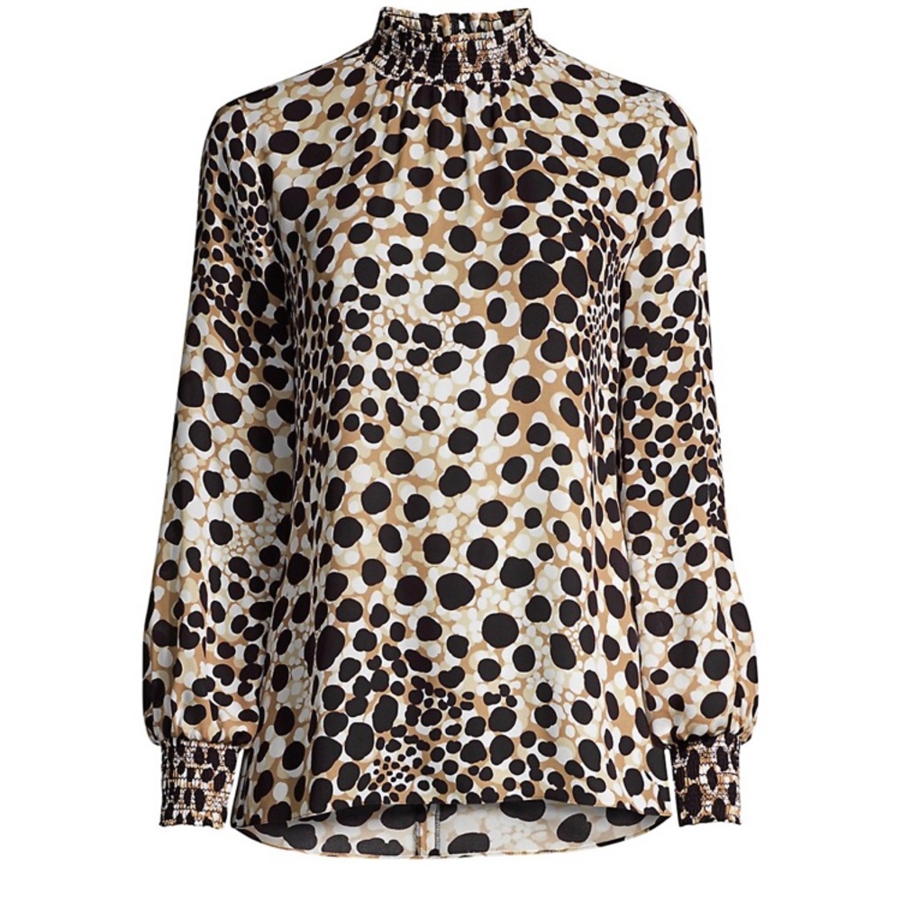 NWT Elie Tahari Camden spotted silk blouse